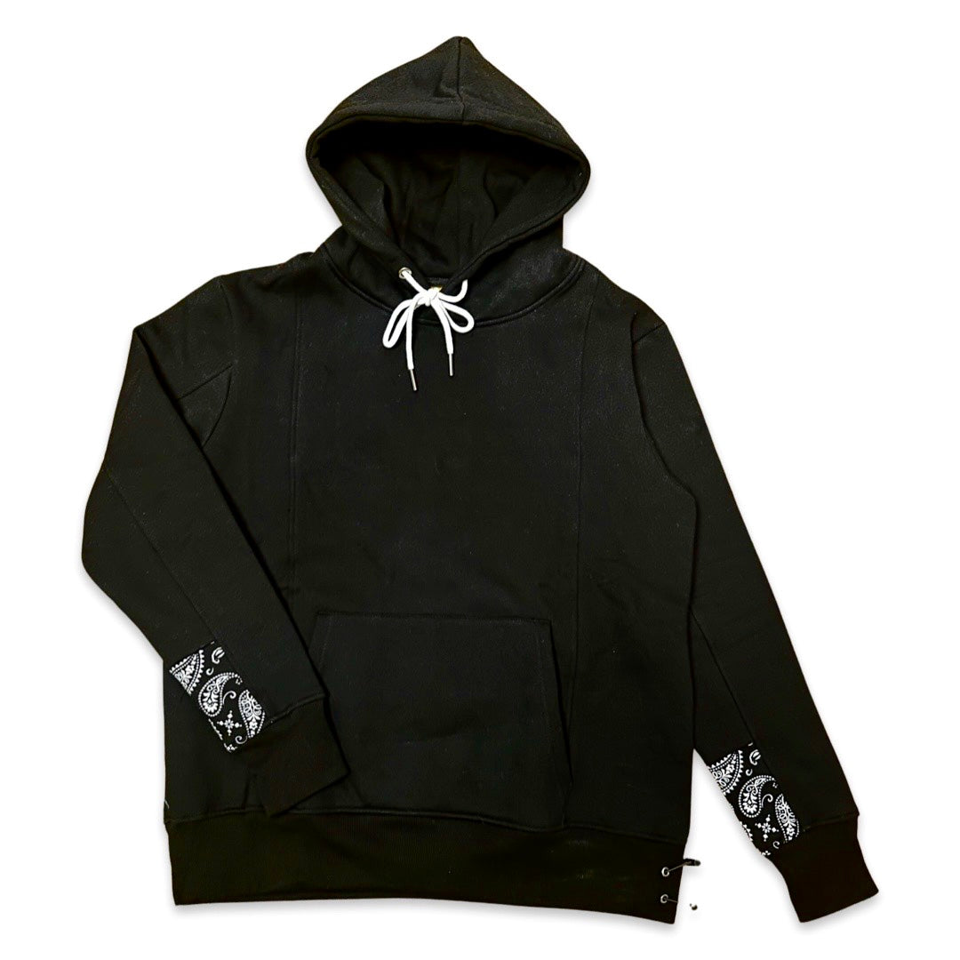 Paneled Hoodie - Black Paisley – Richmond Hood Company